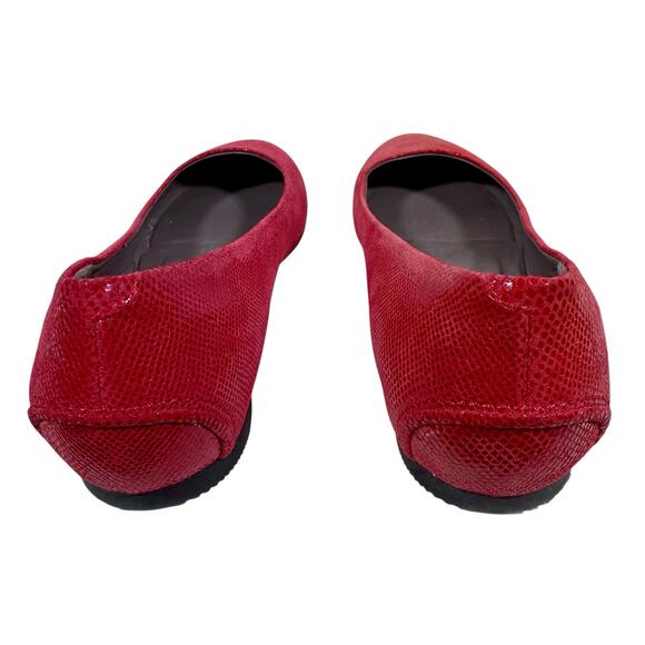 SAS Women's 9N Red Lacey Leather Snakeskin Ballet Flats Shoes Made in Italy - Picture 5 of 8